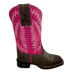 Bota Texana Infantil Durango Kids Med Dog/Pink Cano bordado Rosa/Branco Bico Quadrado Gel Preto REF:17K130G2P-170130G2M