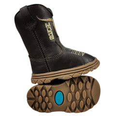 Bota Texana Infantil Moiadeiros Couro Napa Flay Café C/ Bordado Sola Baby - REF: 54B