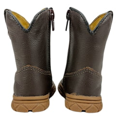 Bota Texana Infantil Moiadeiros Couro Napa Flay Café C/ Bordado Sola Baby - REF: 54B