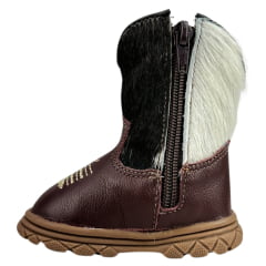 Bota Texana Infantil Moiadeiros Couro Napa Flay Vinho Cano Pelo Branco/Preto Sola Baby - REF: 70B