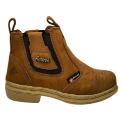 Botina Infantil Amarok Bico Redondo Couro Nobuck Telha Com Sola Borracha Linha Bota Coral Kids Ref.0650-2