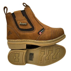 Botina Infantil Amarok Bico Redondo Couro Nobuck Telha Com Sola Borracha Linha Bota Coral Kids Ref.0650-2