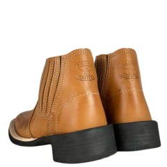 Botina Infantil Aragoni Couro Cromo Natural Bordado Amarelo E Florão Sola PVC Poney Ref:A083