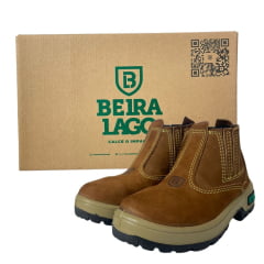 Botina Infantil Beira Lago Couro Nobuck Camel Sola-Injetada Ref:654