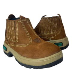 Botina Infantil Beira Lago Couro Nobuck Camel Sola-Injetada Ref:654