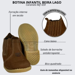 Botina Infantil Beira Lago Sanfonada Camel Ref:659