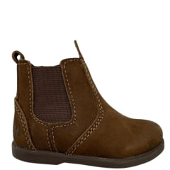 Botina Infantil Caminhos Da Roça Bico Redondo Com Zíper Couro Marrom Escuro Liso Ref:KI14-6