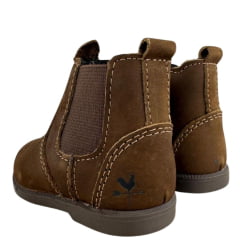 Botina Infantil Caminhos Da Roça Bico Redondo Com Zíper Couro Marrom Escuro Liso Ref:KI14-6