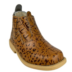 Botina Infantil Ki-Fofo Couro Caramelo Imitação Jacaré Mesclado Marrom Solado Claro Ref:4122