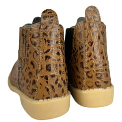Botina Infantil Ki-Fofo Couro Caramelo Imitação Jacaré Mesclado Marrom Solado Claro Ref:4122