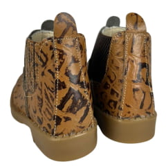 Botina Infantil Ki-Fofo Couro Imitação Jacaré Caramelo/Marrom Com Solado PVC Ref:8218