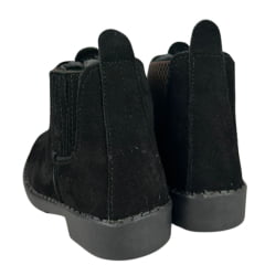 Botina Infantil Ki-Fofo Couro Nobuck Preto Com Bordado Florão Branco Solado Preto Ref:4122