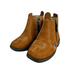 Botina Infantil Pantanal Boots Com Zíper Nobuck Palha Ref.P.88