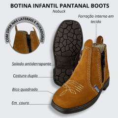 Botina Infantil Pantanal Boots Com Zíper Nobuck Palha Ref.P.88