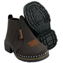 Botina Infantil Zboots Bico Quadrado Nobuck Café Zíper E Elástico REF:B8205