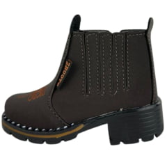 Botina Infantil Zboots Bico Quadrado Nobuck Café Zíper E Elástico REF:B8205