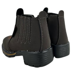 Botina Infantil Zboots Bico Quadrado Nobuck Café Zíper E Elástico REF:B8205