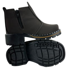 Botina Infantil Zboots Bico Quadrado Nobuck Café Zíper E Elástico REF:B8205