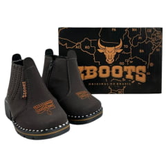 Botina Infantil Zboots Bico Quadrado Nobuck Café Zíper E Elástico REF:B8205