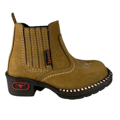 Botina Infantil Zboots Bico Quadrado Nobuck Areia - Ref. J732