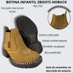 Botina Infantil Zboots Bico Quadrado Nobuck Areia - Ref. J732