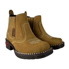 Botina Infantil Zboots Bico Quadrado Nobuck Areia - Ref. J732