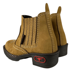 Botina Infantil Zboots Bico Quadrado Nobuck Areia - Ref. J732
