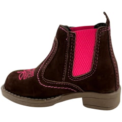 Botina Infantil Zboots Nobuck Café Florão Rosa - REF:J734