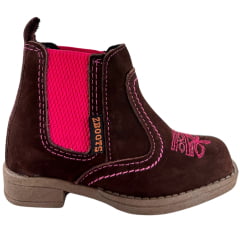 Botina Infantil Zboots Nobuck Café Florão Rosa - REF:J734