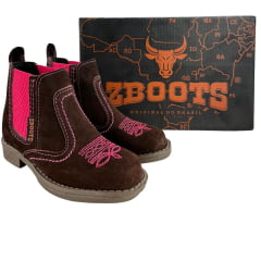 Botina Infantil Zboots Nobuck Café Florão Rosa - REF:J734