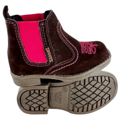 Botina Infantil Zboots Nobuck Café Florão Rosa - REF:J734