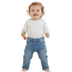 Calça Bebê Baby Ranch Feminino Jeans Claro Básica Ref:2020