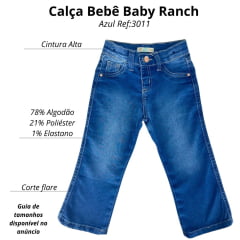 Calça Bebê Baby Ranch Jeans Azul Destroyer Básica Ref:3005