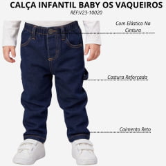 Calça Infantil Baby Os Vaqueiros Carpinteira Amaciada Unissex Com Elastano - REF:V23-10020