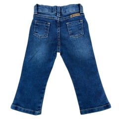 Calça Infantil Baby Ranch Jeans Azul Médio Cavalo Strass Ref:2013