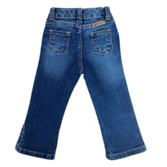 Calça Infantil Baby Ranch Jeans Azul Stonada Flare Stars E Pedraria Ref:2007