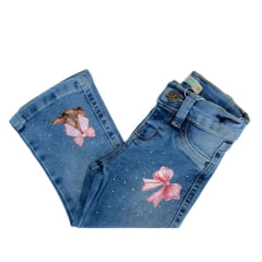 Calça Infantil Baby Ranch Jeans Destroyed Estampada E Strass Ref:2017