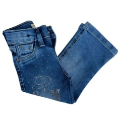 Calça Infantil Baby Ranch Jeans Médio Strass Cowgirl Ref:3001