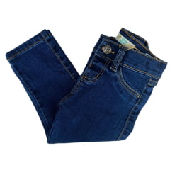 Calça Infantil Baby Ranch Masculina Jeans Azul Stone Básica - Ref:2004