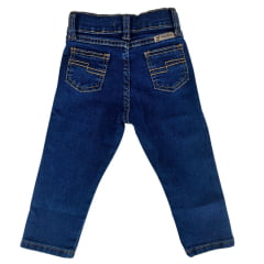 Calça Infantil Baby Ranch Masculina Jeans Azul Stone Básica - Ref:2004