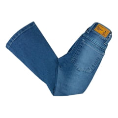 Calça Infantil Best Rodeio Country Jeans Azul Médio Flare Com Bordado Brilho Nossa Senhora Ref:F945