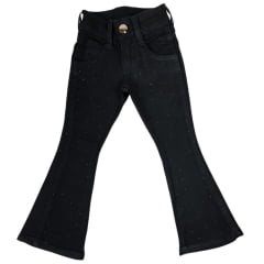 Calça Infantil Best Rodeio Country Jeans Preto Flare Com Pedraria Preta Ref:F1966