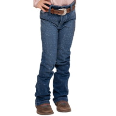 Calça Infantil Country City Carol Jeans Azul Flare C/ Brilhos na Frente Ref:286