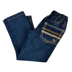 Calça Infantil Dock's Masculina Jeans Azul Médio Relaxed SW91 C/ Bordado No Bolso White2 Ref:003104000 005