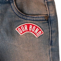 Calça Infantil Feminina Texas Farm Heritage Jeans Manchado Com Bordados Flare Ref:PDF MINI 006