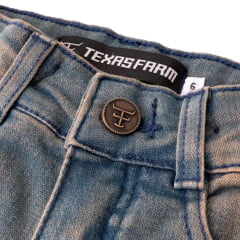 Calça Infantil Feminina Texas Farm Heritage Jeans Manchado Com Bordados Flare Ref:PDF MINI 006
