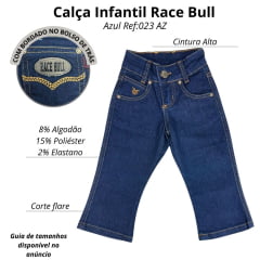Calça Infantil Feminina Juvenil Race Bull Azul Jeans Ref:023 AZ