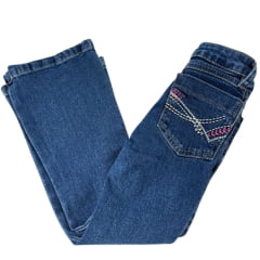 Calça Infantil PRB Feminina Country Azul Médio Flare Com Bordado Rosa Ref:1630