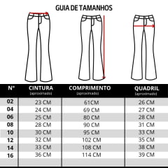 Calça Infantil PRB Feminina Country Azul Médio Flare Com Bordado Rosa Ref:1630