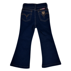 Calça Infantil  Feminina PRB Country Jeans Azul Escuro Flare Com Brilhos - REF: 609